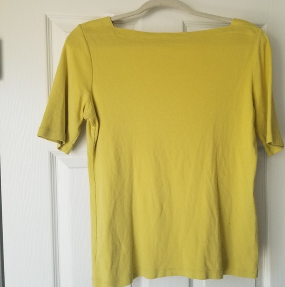 Talbots Boatneck Top Lime Green Small Square Wide - Picture 2 of 5